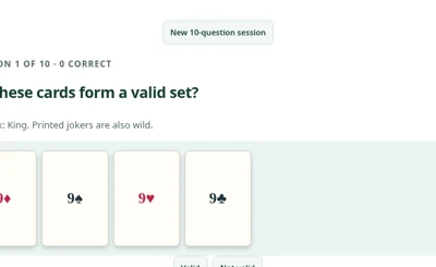 Rummy Sets Practice game screen